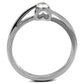 TK2835 - High polished (no plating) Stainless Steel Ring with AAA Grade CZ  in Clear-2
