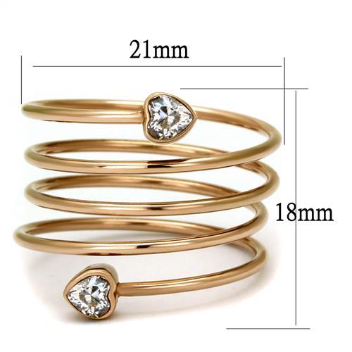 TK2836 - IP Rose Gold(Ion Plating) Stainless Steel Ring with AAA Grade CZ  in Clear-1