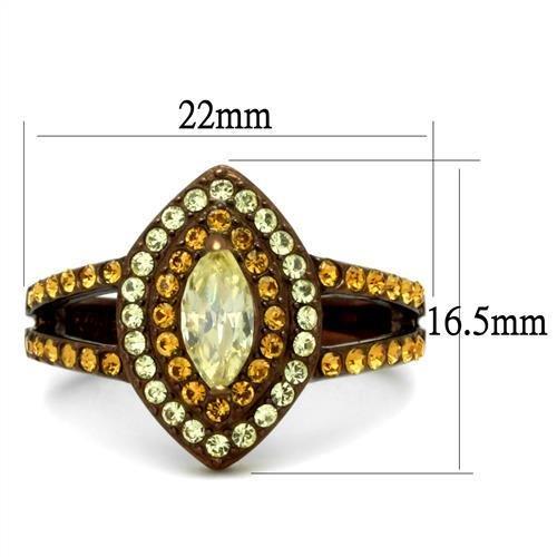 TK2838 - IP Coffee light Stainless Steel Ring with AAA Grade CZ  in Citrine Yellow-1