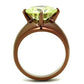 TK2839 - IP Coffee light Stainless Steel Ring with AAA Grade CZ  in Apple Green color-2
