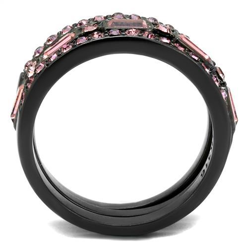 TK2844 - IP Light Black  (IP Gun) Stainless Steel Ring with Top Grade Crystal  in Multi Color-2