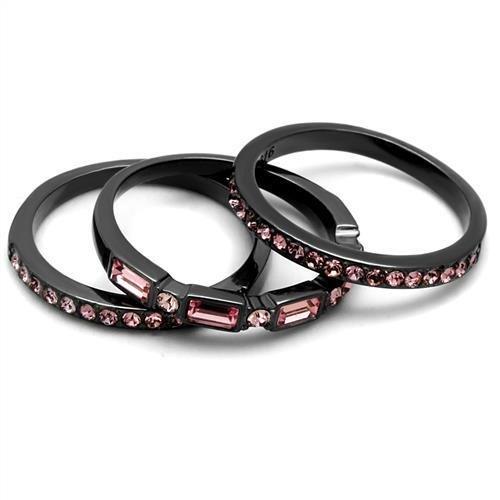 TK2844 - IP Light Black  (IP Gun) Stainless Steel Ring with Top Grade Crystal  in Multi Color-4