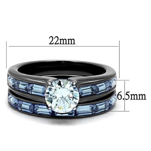 TK2845 - IP Light Black  (IP Gun) Stainless Steel Ring with AAA Grade CZ  in Clear-1