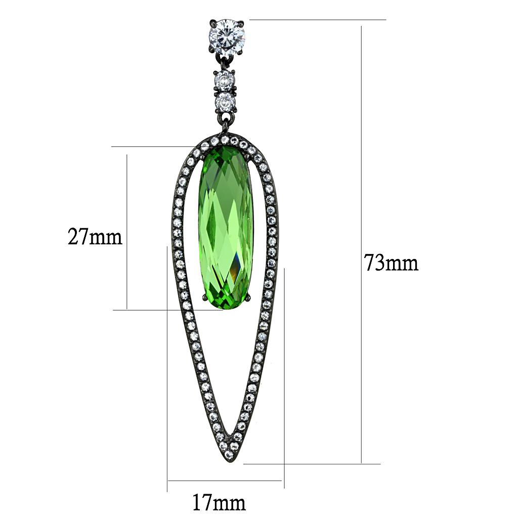 TK2846 - IP Light Black  (IP Gun) Stainless Steel Earrings with Top Grade Crystal  in Peridot-1