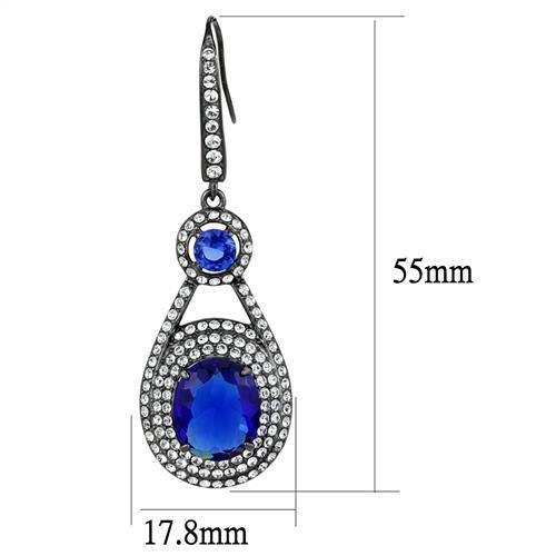 TK2851 - IP Light Black (IP Gun) Stainless Steel Earrings with Synthetic Synthetic Glass in Sapphire-1