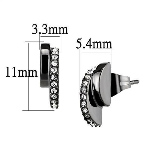 TK2855 - IP Light Black  (IP Gun) Stainless Steel Earrings with Top Grade Crystal  in Clear-1