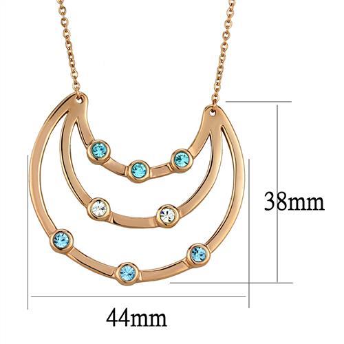 TK2857 - IP Rose Gold(Ion Plating) Stainless Steel Necklace with Top Grade Crystal  in Multi Color-1