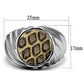 TK2859 - High polished (no plating) Stainless Steel Ring with Leather  in Animal pattern-1