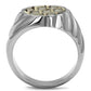 TK2859 - High polished (no plating) Stainless Steel Ring with Leather  in Animal pattern-2