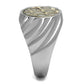 TK2859 - High polished (no plating) Stainless Steel Ring with Leather  in Animal pattern-3