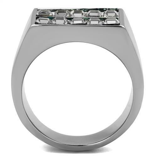 TK2861 - High polished (no plating) Stainless Steel Ring with Leather  in Assorted-2
