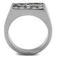 TK2861 - High polished (no plating) Stainless Steel Ring with Leather  in Assorted-2