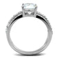 TK2862 - High polished (no plating) Stainless Steel Ring with AAA Grade CZ  in Clear-2