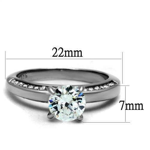 TK2864 - High polished (no plating) Stainless Steel Ring with AAA Grade CZ  in Clear-1