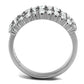 TK2866 - High polished (no plating) Stainless Steel Ring with AAA Grade CZ  in Clear-2