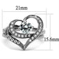 TK2868 - High polished (no plating) Stainless Steel Ring with AAA Grade CZ  in Clear-1