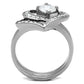 TK2868 - High polished (no plating) Stainless Steel Ring with AAA Grade CZ  in Clear-2