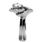 TK2868 - High polished (no plating) Stainless Steel Ring with AAA Grade CZ  in Clear-3