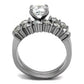 TK2869 - High polished (no plating) Stainless Steel Ring with AAA Grade CZ  in Clear-2