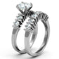 TK2869 - High polished (no plating) Stainless Steel Ring with AAA Grade CZ  in Clear-3
