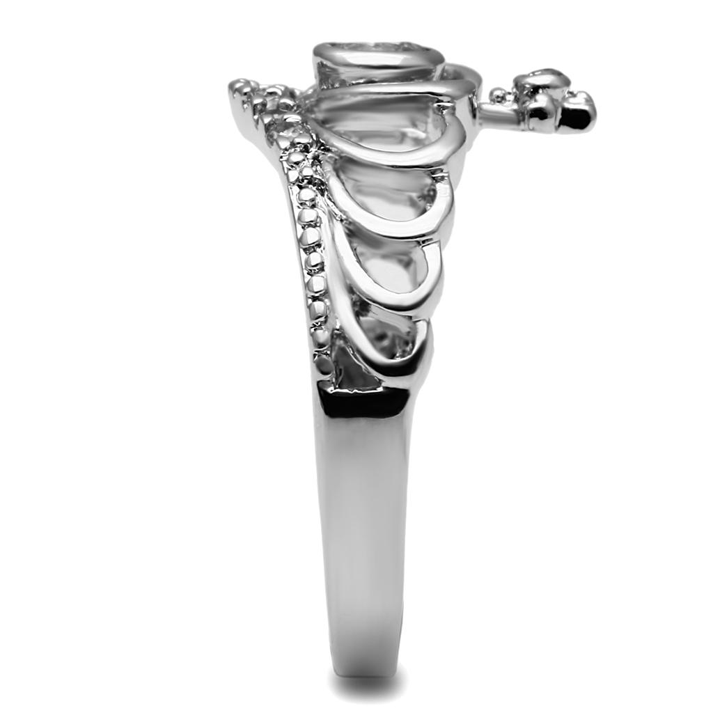 TK2870 - High polished (no plating) Stainless Steel Ring with AAA Grade CZ  in Clear-3