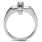 TK2871 - High polished (no plating) Stainless Steel Ring with AAA Grade CZ  in Clear-2