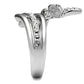 TK2875 - High polished (no plating) Stainless Steel Ring with AAA Grade CZ  in Clear-3