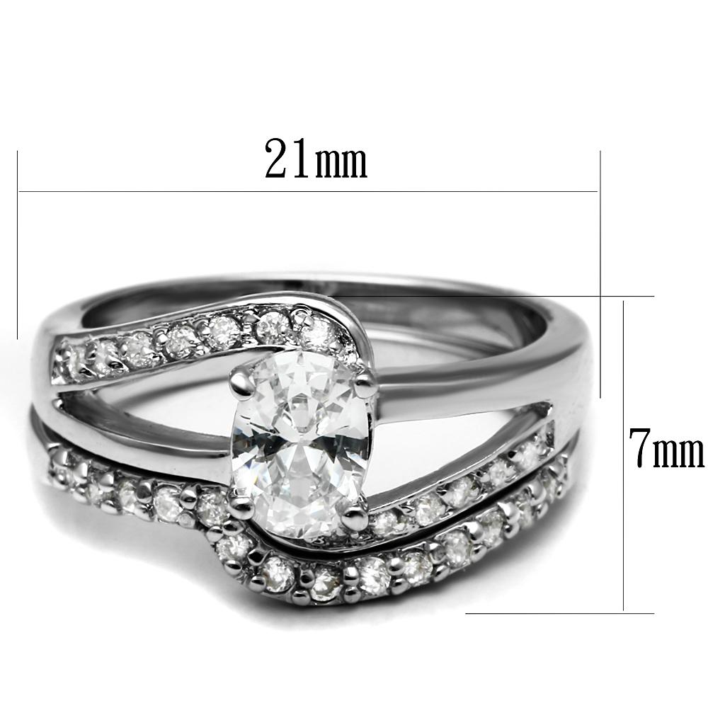 TK2879 - High polished (no plating) Stainless Steel Ring with AAA Grade CZ  in Clear-1