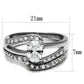 TK2879 - High polished (no plating) Stainless Steel Ring with AAA Grade CZ  in Clear-1