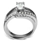 TK2879 - High polished (no plating) Stainless Steel Ring with AAA Grade CZ  in Clear-2