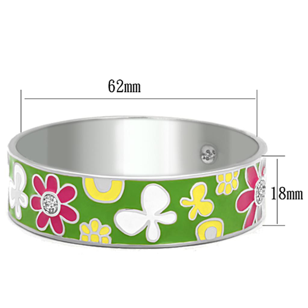 TK287 - High polished (no plating) Stainless Steel Bangle with Epoxy  in Multi Color-1