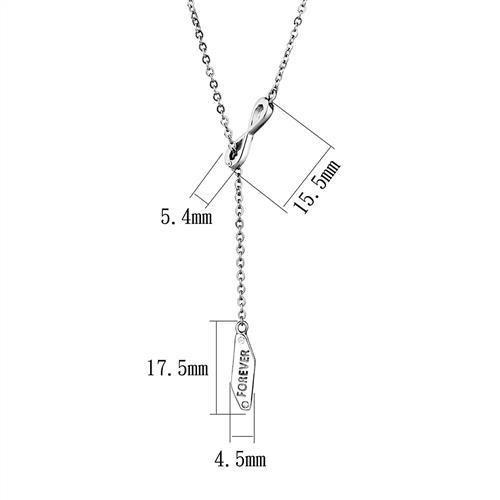 TK2894 - High polished (no plating) Stainless Steel Necklace with Top Grade Crystal  in Clear-1