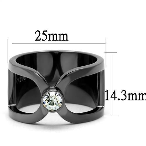 TK2897 - IP Light Black  (IP Gun) Stainless Steel Ring with Top Grade Crystal  in Clear-1