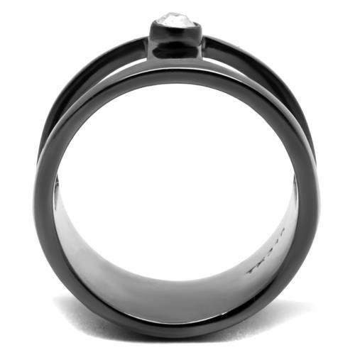 TK2898 - IP Light Black  (IP Gun) Stainless Steel Ring with Top Grade Crystal  in Clear-2