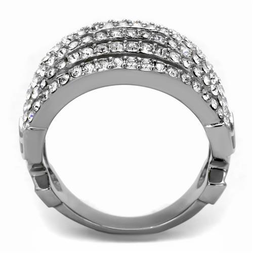 TK2901 - High polished (no plating) Stainless Steel Ring with Top Grade Crystal  in Clear-2