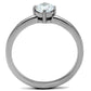 TK2903 - High polished (no plating) Stainless Steel Ring with AAA Grade CZ  in Clear-2