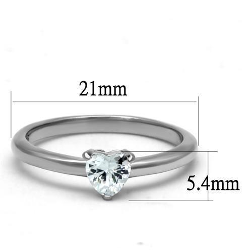 TK2904 - High polished (no plating) Stainless Steel Ring with AAA Grade CZ  in Clear-1