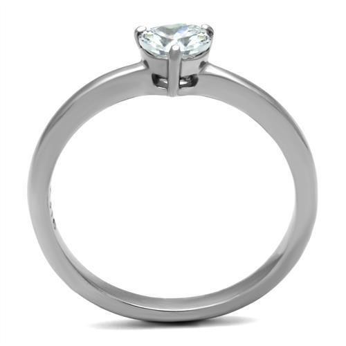 TK2904 - High polished (no plating) Stainless Steel Ring with AAA Grade CZ  in Clear-2