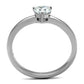 TK2904 - High polished (no plating) Stainless Steel Ring with AAA Grade CZ  in Clear-2