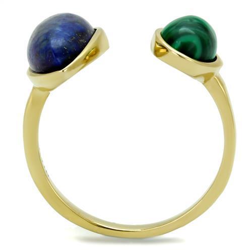 TK2906 - IP Gold(Ion Plating) Stainless Steel Ring with Precious Stone Lapis in Montana-2
