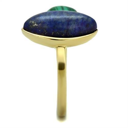 TK2906 - IP Gold(Ion Plating) Stainless Steel Ring with Precious Stone Lapis in Montana-4