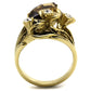 TK2914 - IP Gold(Ion Plating) Stainless Steel Ring with Synthetic Synthetic Glass in Brown-2