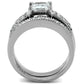 TK2915 - High polished (no plating) Stainless Steel Ring with AAA Grade CZ  in Clear-2