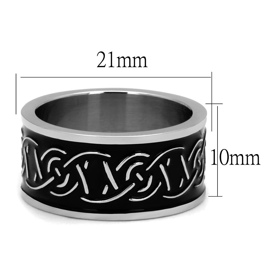 TK2922 - High polished (no plating) Stainless Steel Ring with Epoxy  in Jet-1
