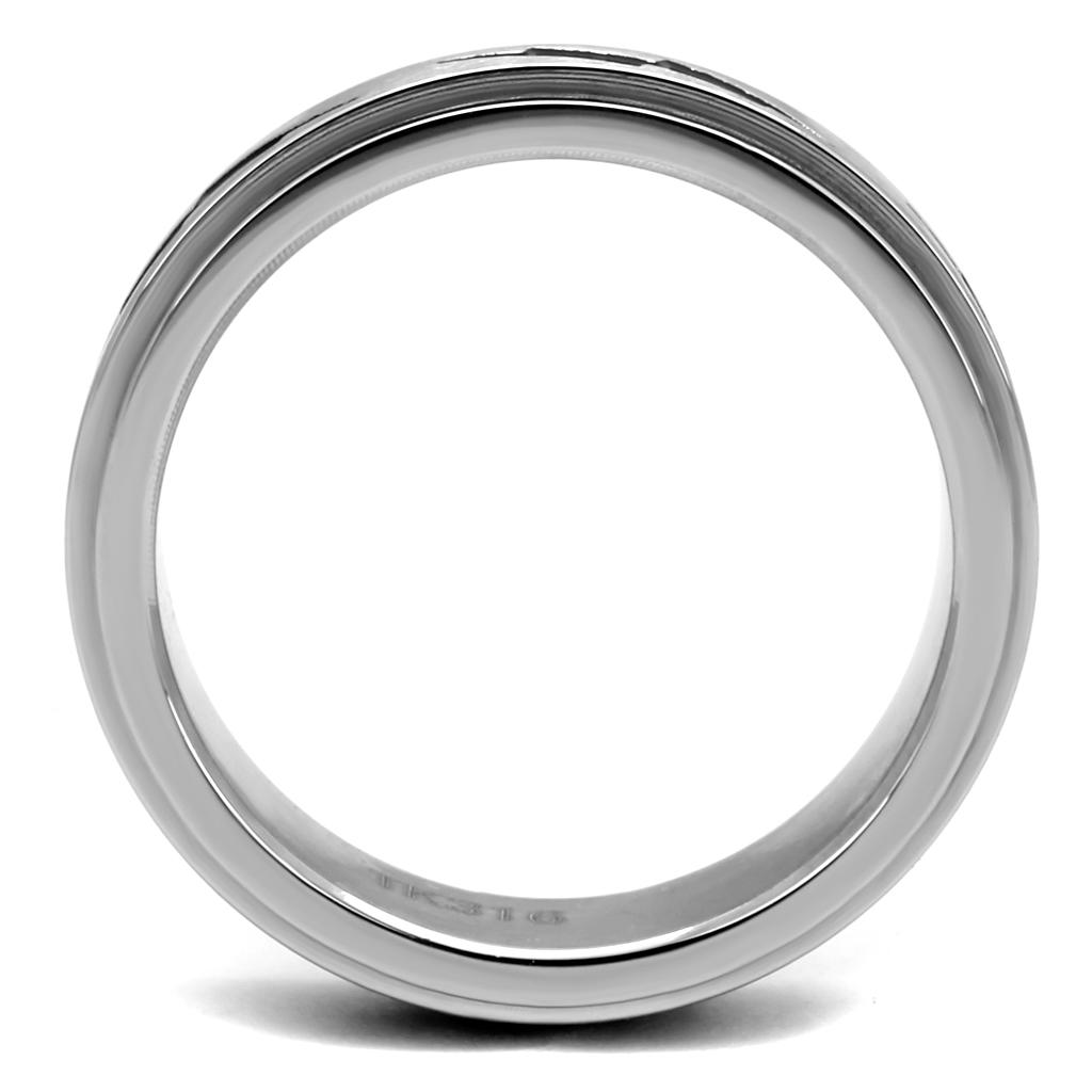 TK2926 - High polished (no plating) Stainless Steel Ring with Epoxy  in Jet-2