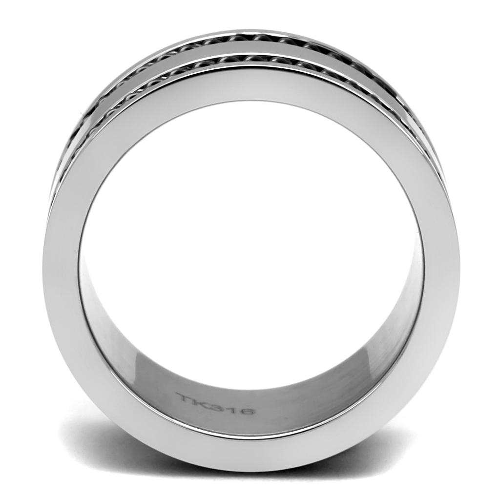 TK2927 - High polished (no plating) Stainless Steel Ring with Epoxy  in Jet-2