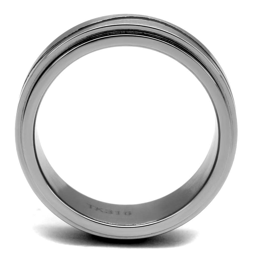 TK2929 - High polished (no plating) Stainless Steel Ring with Epoxy  in Jet-2