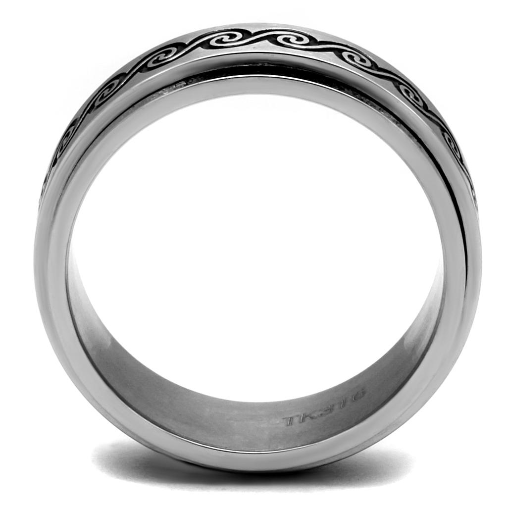 TK2930 - High polished (no plating) Stainless Steel Ring with Epoxy  in Jet-2