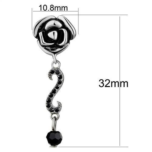 TK2951 - High polished (no plating) Stainless Steel Earrings with Top Grade Crystal  in Jet-1