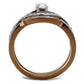 TK2953 - Two Tone IP Light Brown (IP Light coffee) Stainless Steel Ring with AAA Grade CZ  in Clear-2